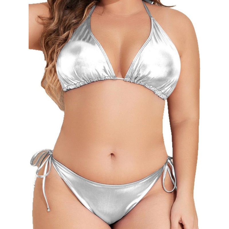 Damen Triangel-Bikini mit glänzendem Material und verstellbaren Trägern Echo Archiv