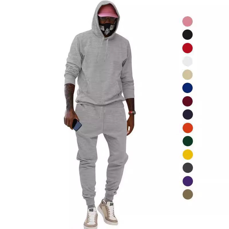Herren nan lässiges Hoodie- und Jogging-Set aus French Terry mit Kängurutasche, gerippten Bündchen und elastischem Tunnelzugbund Echo Archiv