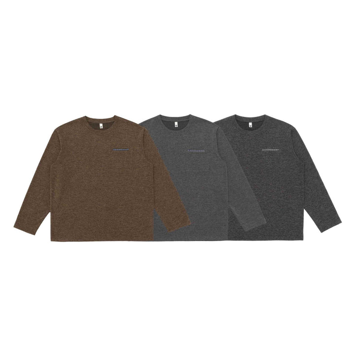 Unisex Oversize-Langarmshirt mit Rundhals und dekorativer Brustpaspel Echoarchiv