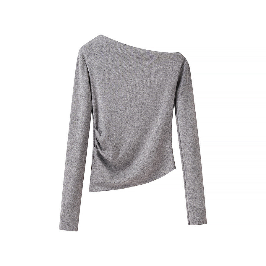 Damen Asymmetrisches One-Shoulder Langarmshirt mit Raffung Echo Archiv