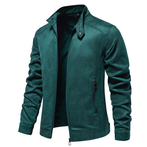 Herren trendige Kunstlederjacke mit modernem Stehkragen und praktischen Taschen Echoarchiv
