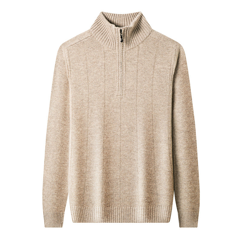 Herren Strickpullover mit praktischem Reißverschluss und feinem Rippmuster Echoarchiv