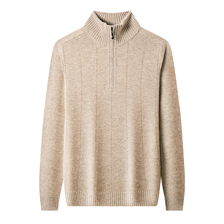 Herren Strickpullover mit praktischem Reißverschluss und feinem Rippmuster Echoarchiv