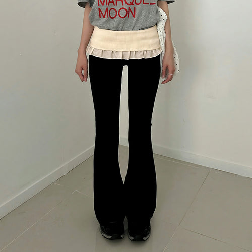 Damen nan taillierte Highwaist Schlaghose mit Zierband, Gürtelschlaufen und ausgestelltem Bein Echo Archiv