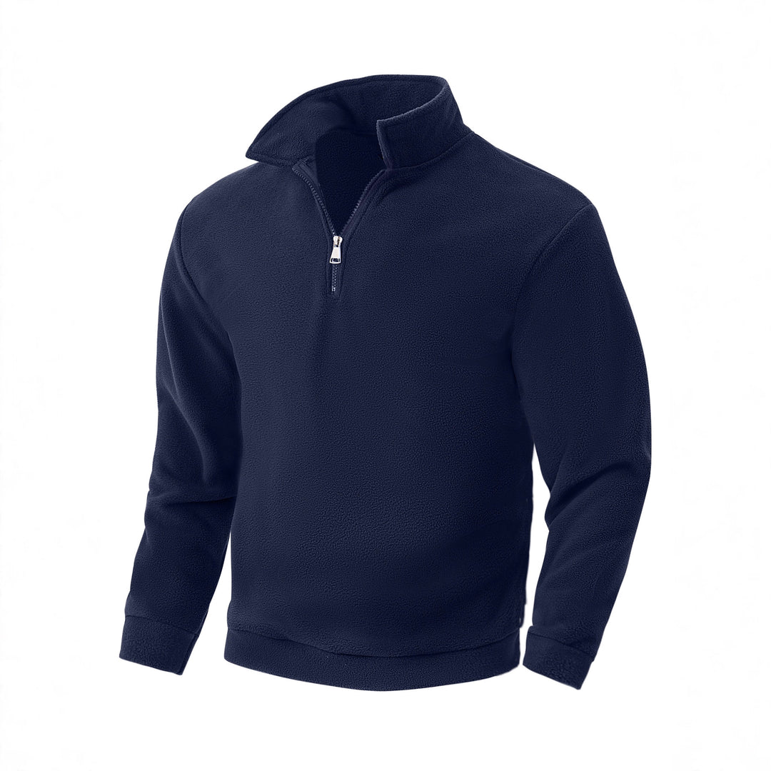 Herren Fleece-Halbzip-Pullover mit Stehkragen, weichem Teddy-Fleece und elastischen Bündchen – Cavarno