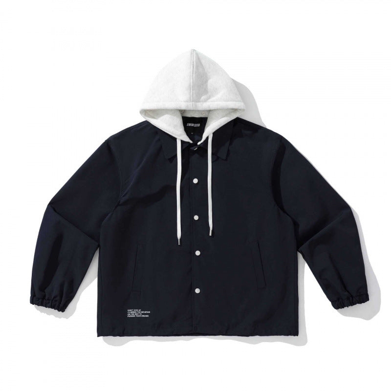 Unisex Zweilagige Overshirt Jacke mit angenähter Fleecekapuze und Druckknopfleiste Echo Archiv