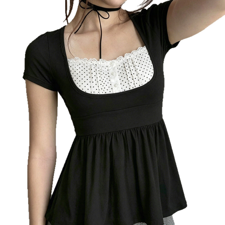 Damen Elegantes Minikleid mit Herz-Ausschnitt und verspieltem Rüschendesign Echo Archiv