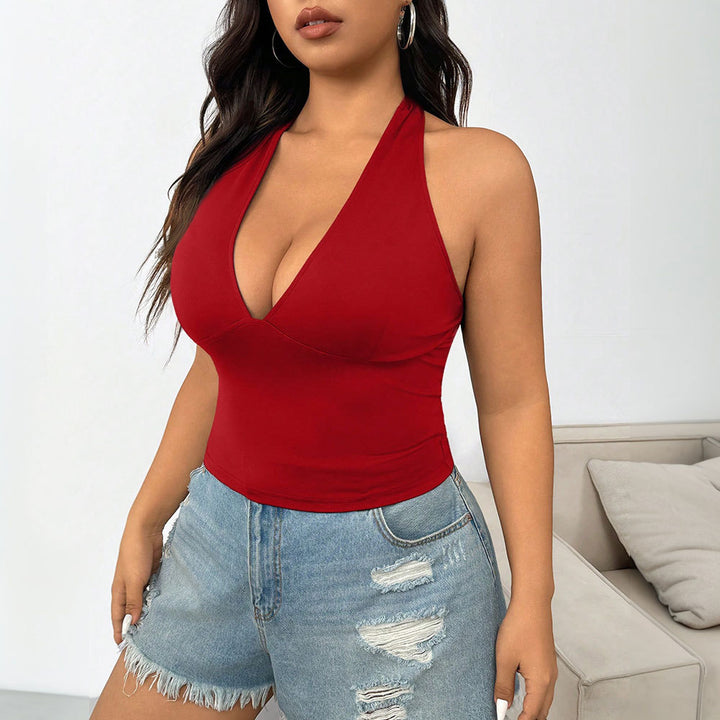 Damen Crop-Top mit tiefem V-Ausschnitt und tailliertem Schnitt Echo Archiv