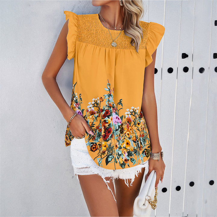 Damen Bluse mit floralen Akzenten und Rüschendetails Echo Archiv