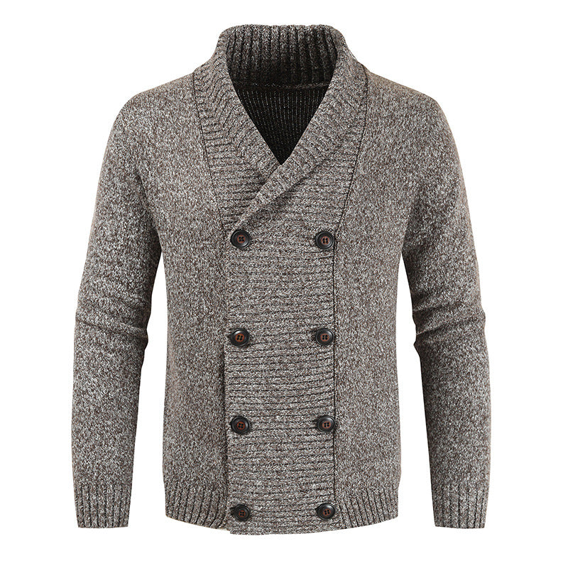 Herren nan doppelreihige Strickcardigan mit Schalkragen, strukturierter Maschenoptik und gerippten Bündchen Echo Archiv