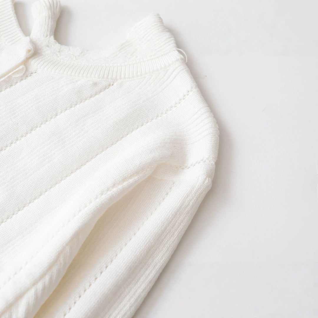 Damen Cropped Feinstrick-Cardigan mit Lochstreifen, Rundhals und Zierknopfleiste Echoarchiv