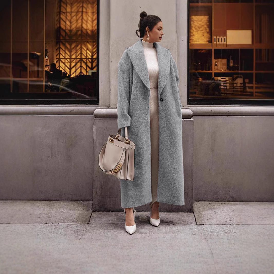 Damen Eleganter und warmer Wollmantel mit schmalem Schnitt Echoarchiv