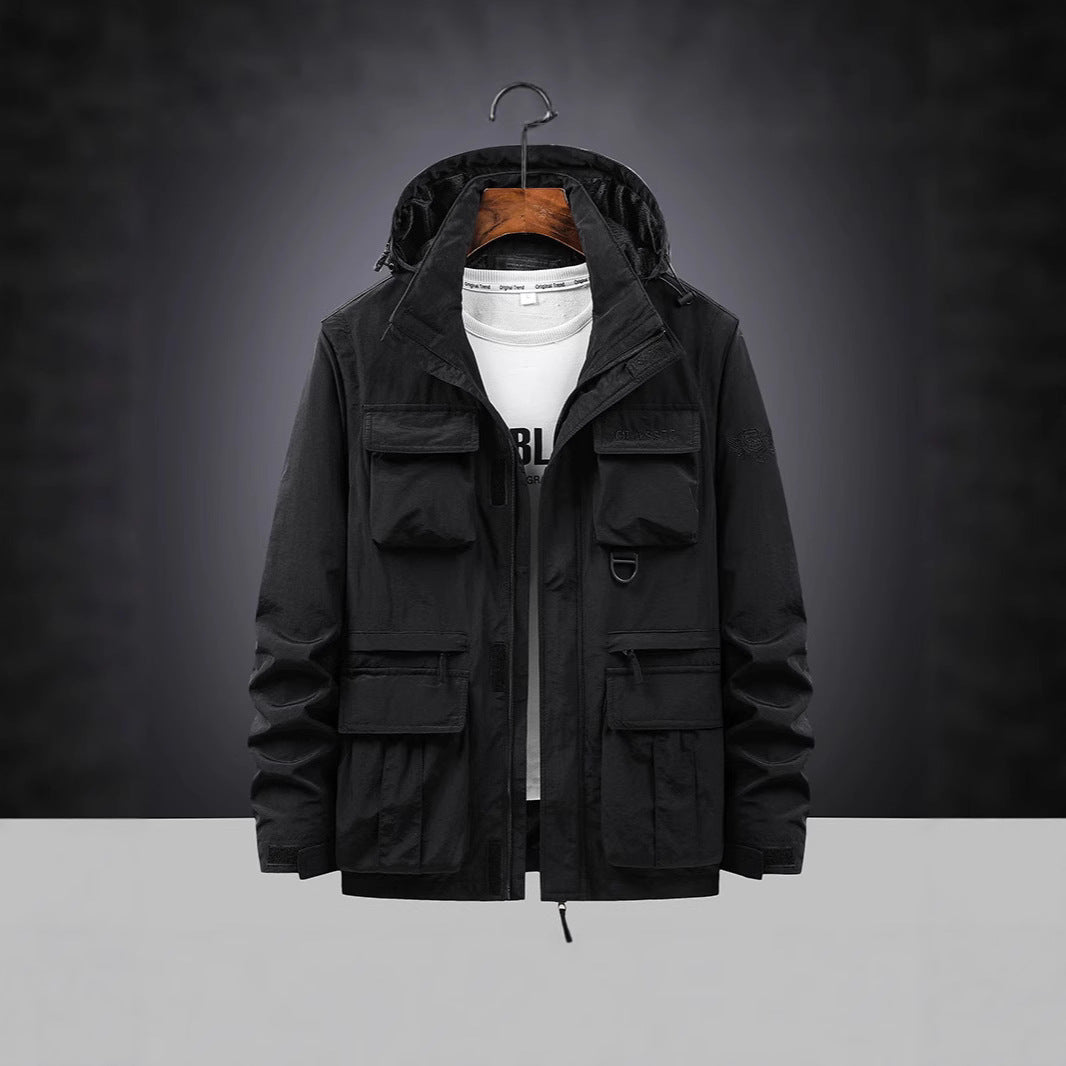 Herren Multifunktions-Fieldjacke mit Kapuzenkragen, Cargo-Taschen und D-Ring Echoarchiv