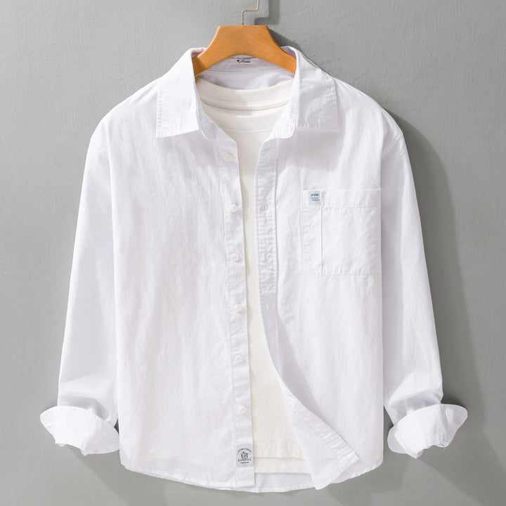 Herren Baumwoll-Overshirt im Layering‑Look mit Kentkragen und aufgesetzter Brusttasche Echoarchiv