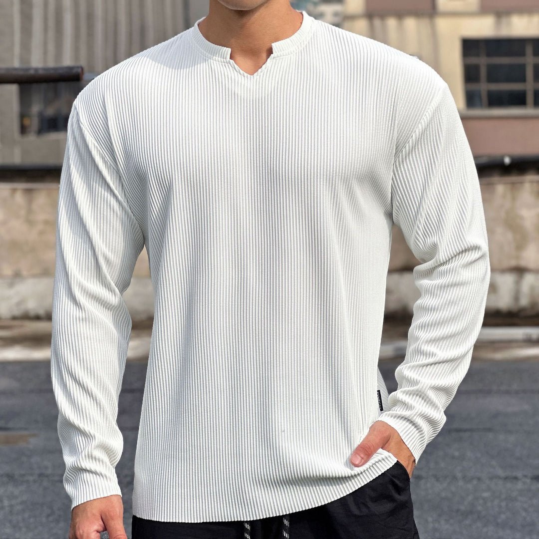 Herren Langarmshirt mit innovativem Rippdesign und modischem Stehkragen Echoarchiv