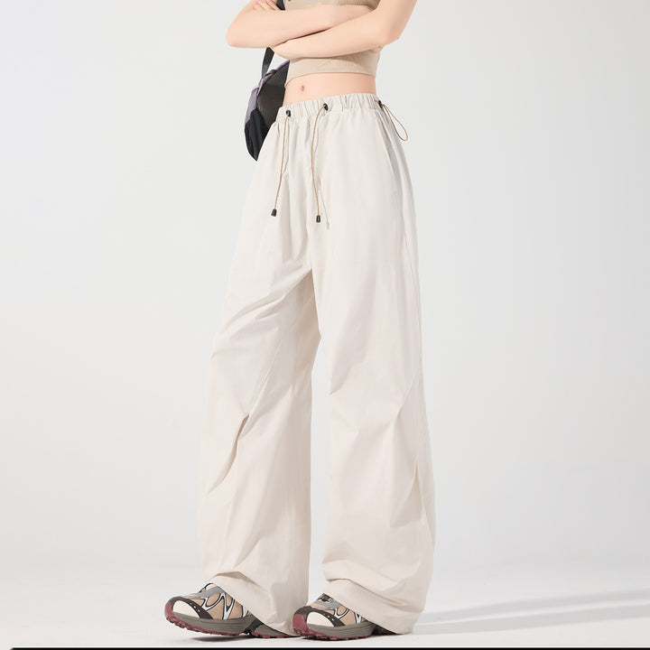 Damen Weite Nylon-Baggyhose mit elastischem Tunnelzugbund & Utility‑Taschen Echoarchiv