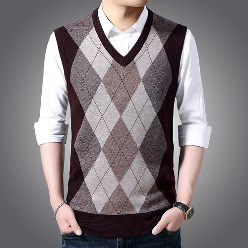 Herren elegante Argyle-Strickweste Echoarchiv