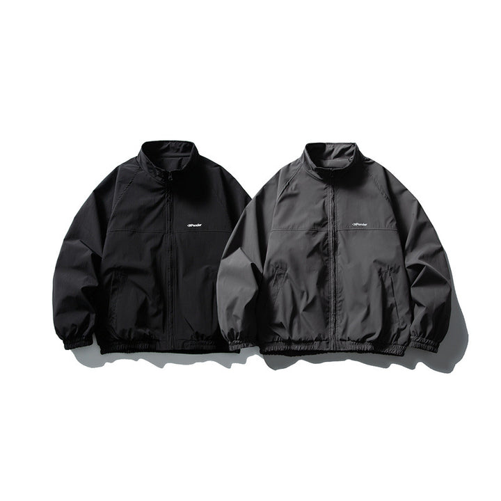 Unisex Leichte wasserabweisende Windjacke mit Stehkragen, Raglanärmeln und elastischem Saum Echoarchiv