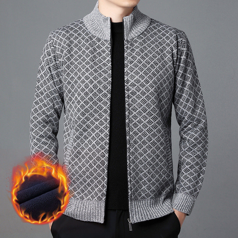 Herren Strickjacke mit hohem Kragen und innovativem Muster Echoarchiv