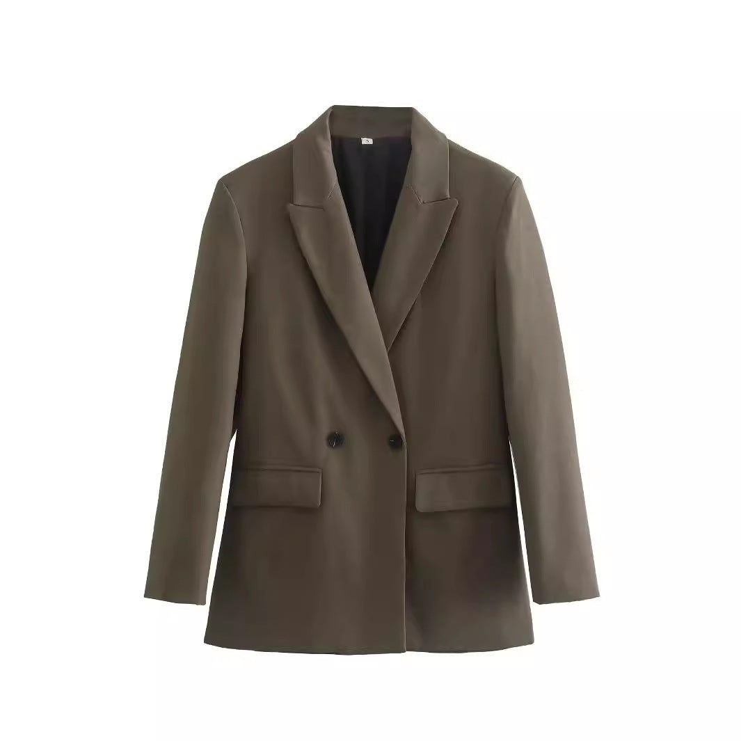 Damen nan taillierter Doppelreiher-Blazer mit spitzem Revers, Pattentaschen und leichtem Innenfutter Echo Archiv