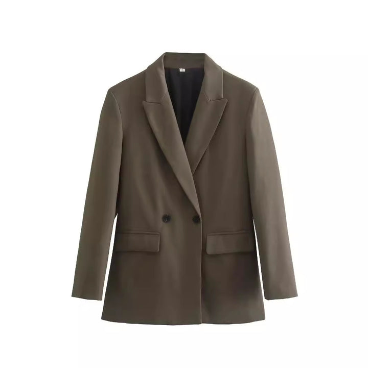 Damen nan taillierter Doppelreiher-Blazer mit spitzem Revers, Pattentaschen und leichtem Innenfutter Echo Archiv