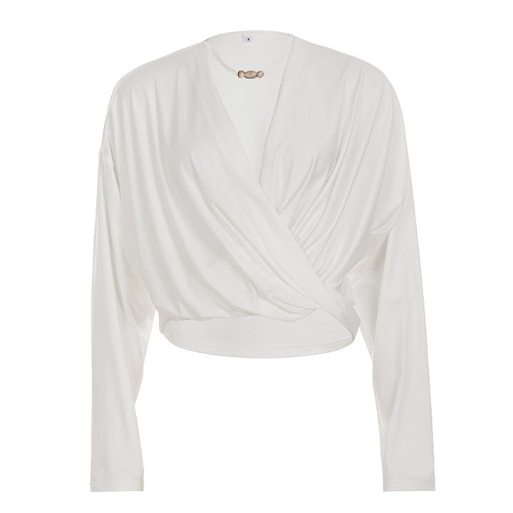 Damen nan Wickel-Cropped-Longsleeve mit Drapierter Front und taillierter Schnittführung Echo Archiv