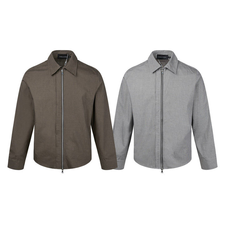 Herren Kurzjacke mit Hemdkragen, Zwei‑Wege‑Reißverschluss und feiner Struktur Echoarchiv
