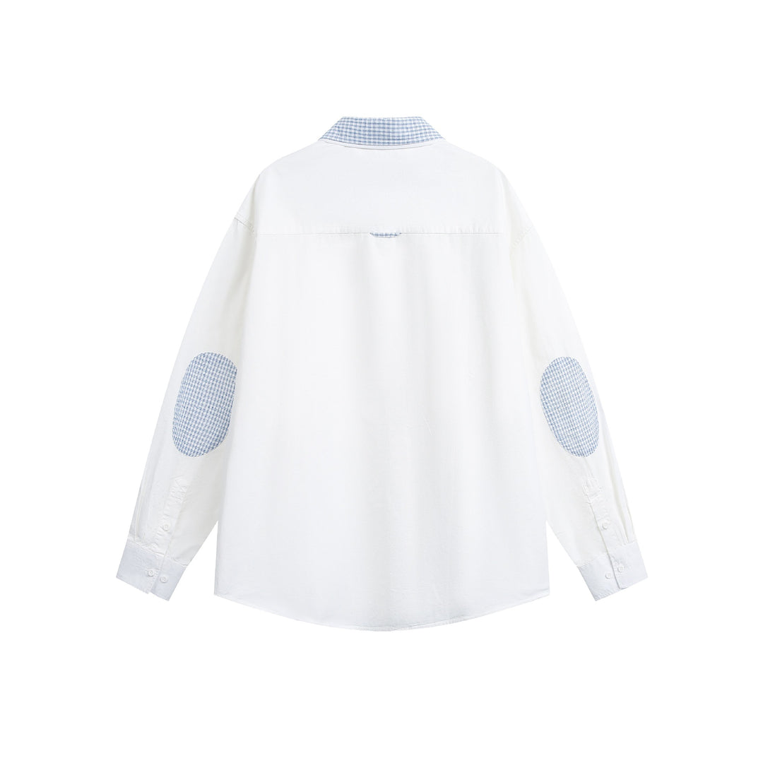 Unisex Oversize Baumwollhemd mit kontrastierendem Karokragen und Brusttasche Echoarchiv