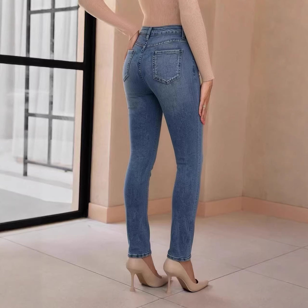 Damen Slim-Fit Jeans mit eleganter Knopfleiste und hohem Bund Echo Archiv