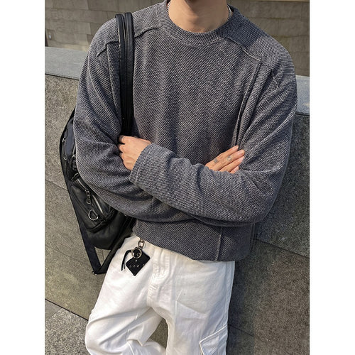 Herren Oversize Waffelstrick-Pullover mit Rundhalsausschnitt Echo Archiv
