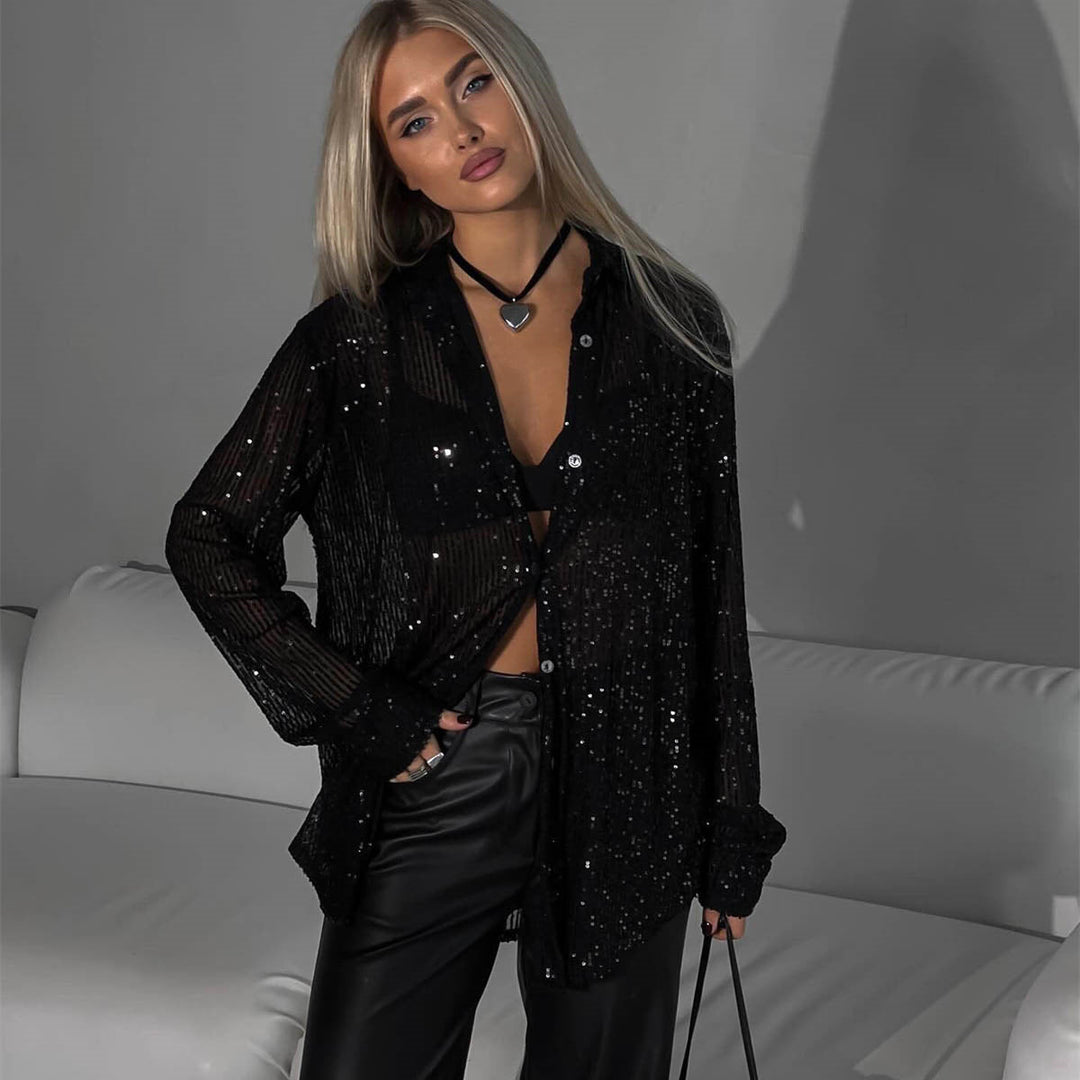 Damen glamouröses Glitzerhemd Echoarchiv