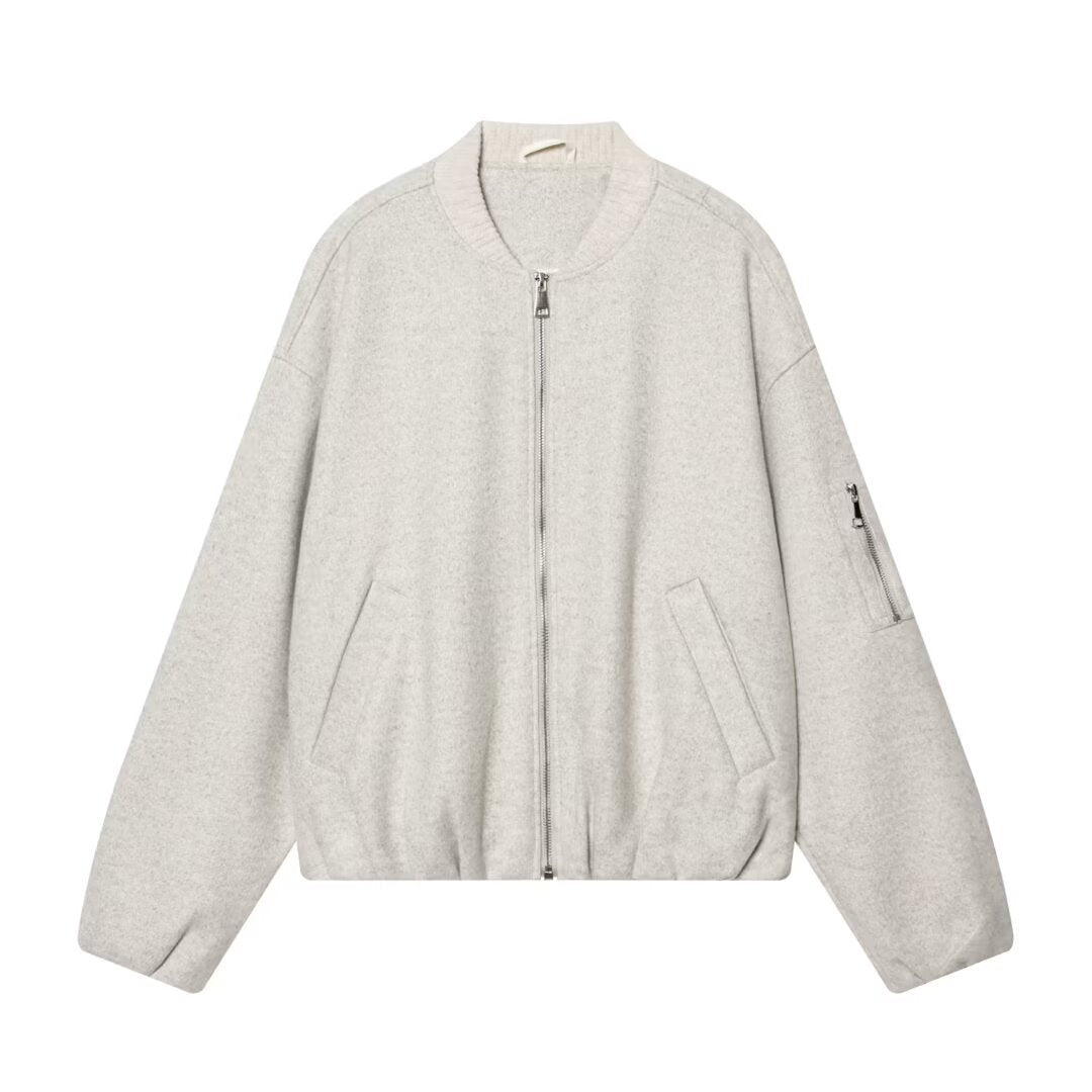 Damen Boxy-Bomberjacke aus Sweatmaterial mit Reißverschluss und Ärmeltasche Echo Archiv