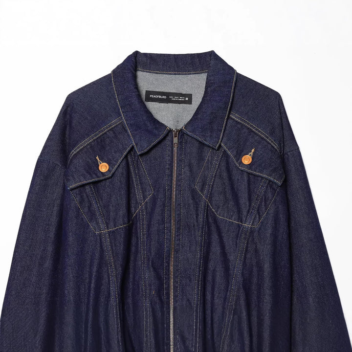 Damen Kurze Jeansjacke mit Reißverschluss, taillierter Kordelraffung und Western‑Details Echo Archiv