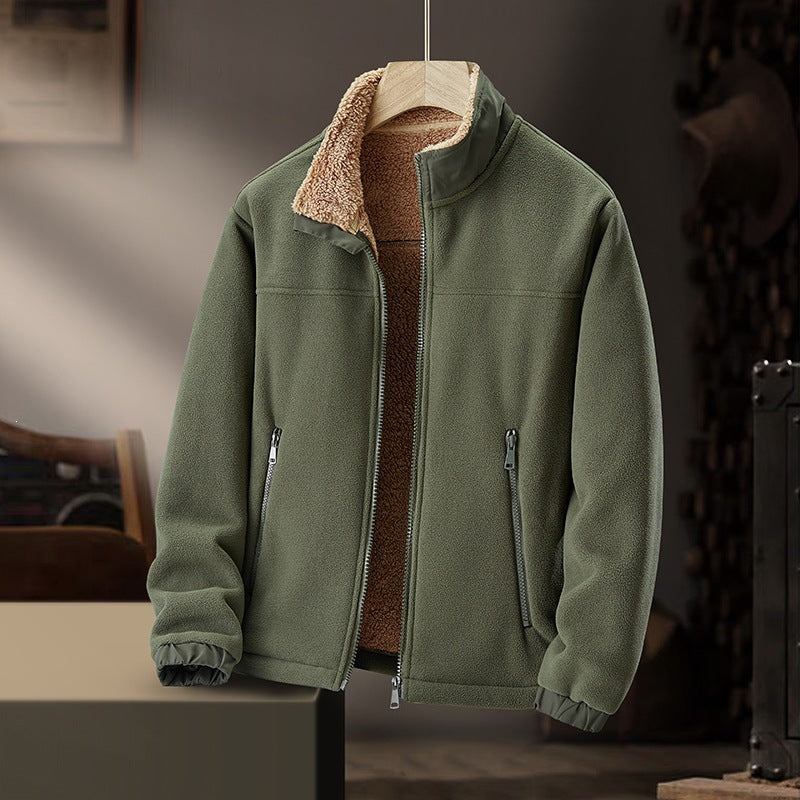 Herren Fleece-Outdoorjacke mit Teddyfell-Innenfutter, Stehkragen & windabweisender Oberfläche Echoarchiv