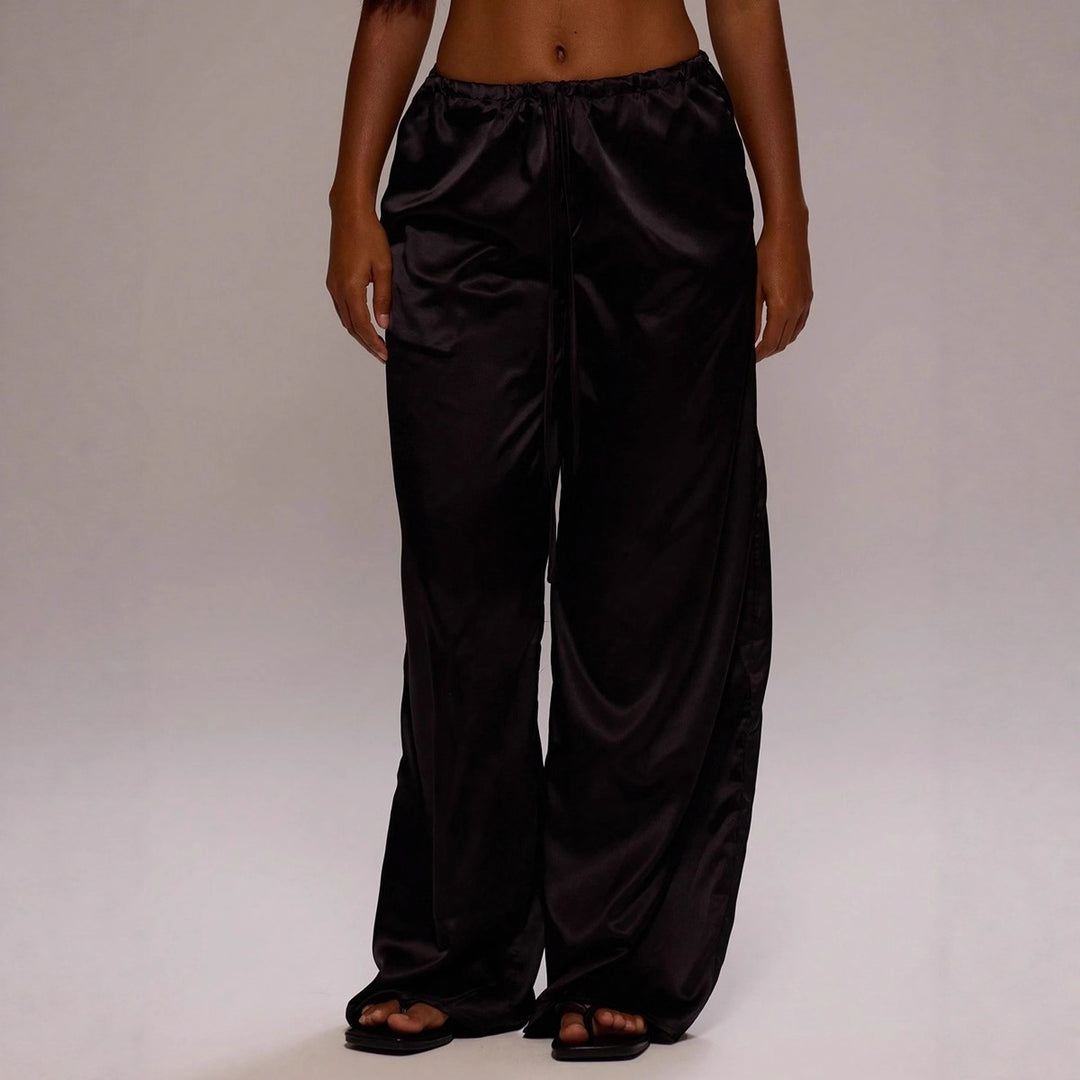 Damen Satin-Hose mit weitem Bein und elastischem Bund Echo Archiv