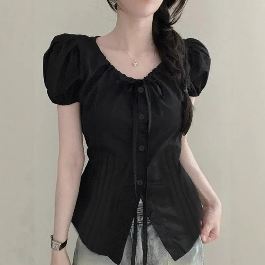 Damen Elegantes Blusenoberteil mit Rüschendetails und taillierter Silhouette Echo Archiv