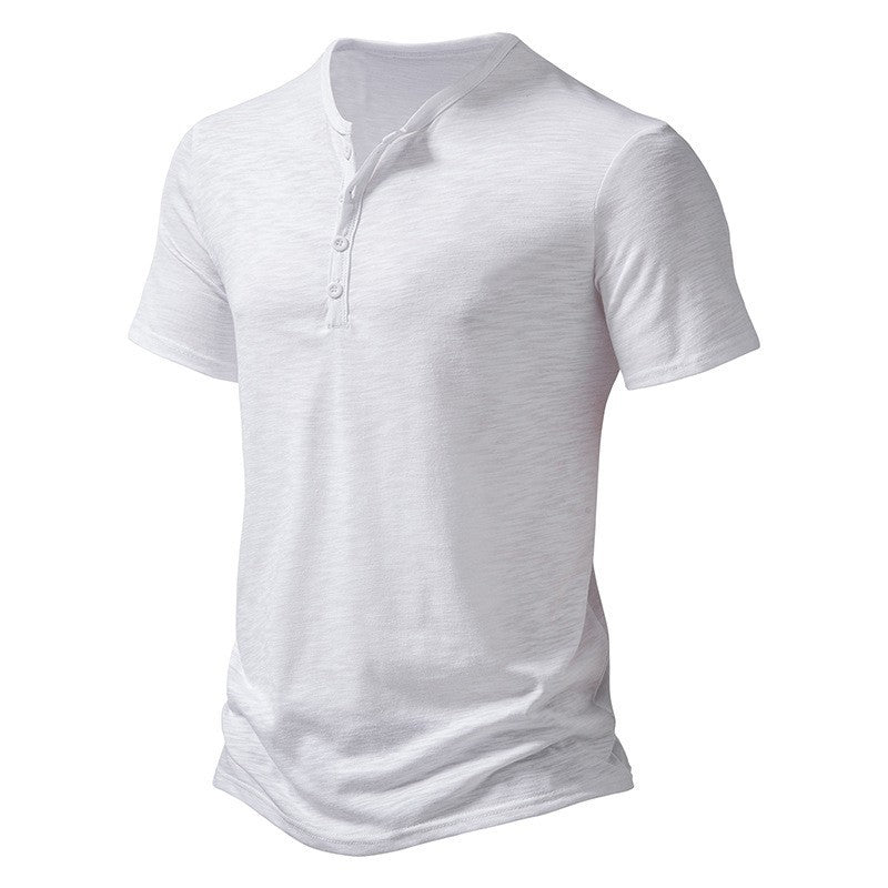 Herren Kurzarm-Hemd mit modischem Henley-Ausschnitt und komfortabler Passform Echoarchiv