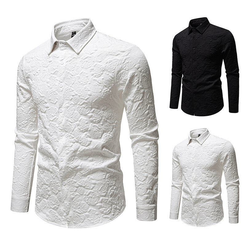 Herren Langarmhemd mit strukturiertem Design Echoarchiv