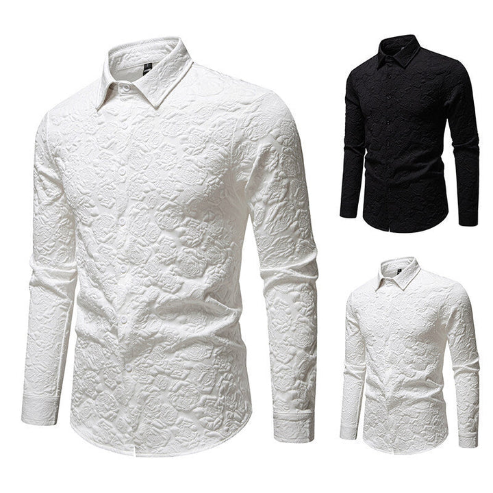 Herren Langarmhemd mit strukturiertem Design Echoarchiv