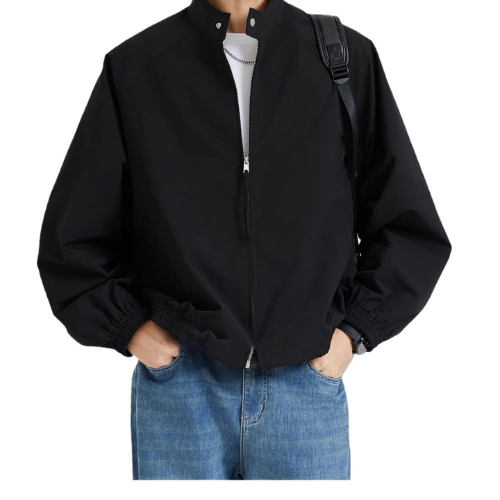 Herren leichte oversized Bomberjacke mit Stehkragen und elastischen Bündchen Echoarchiv