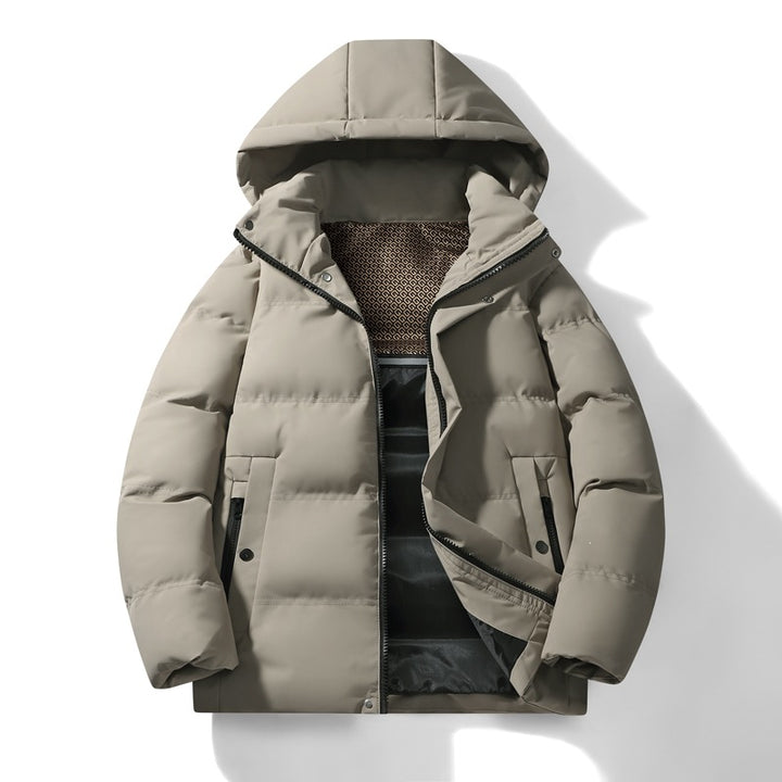 Herren Wattierte Kapuzen‑Thermo‑Steppjacke mit winddichter Hülle & versteckter Druckknopfblende Echoarchiv