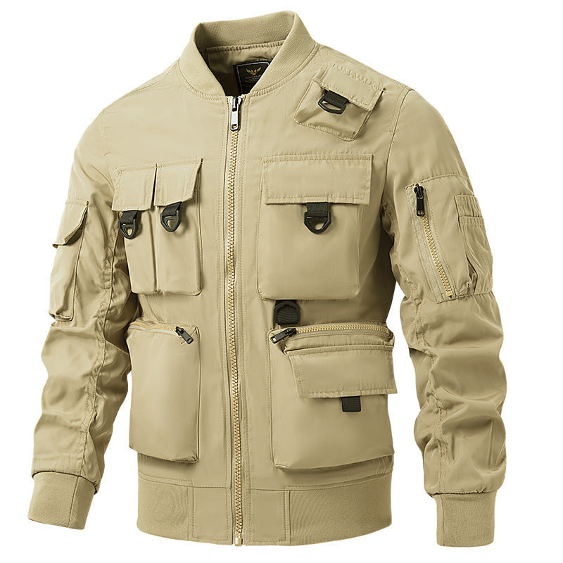 Herren nan leichte Multitaschen-Bomberjacke im Pilotstil mit taktischen Schnallen, wasserabweisendem Nylon und elastischem Bund Echo Archiv