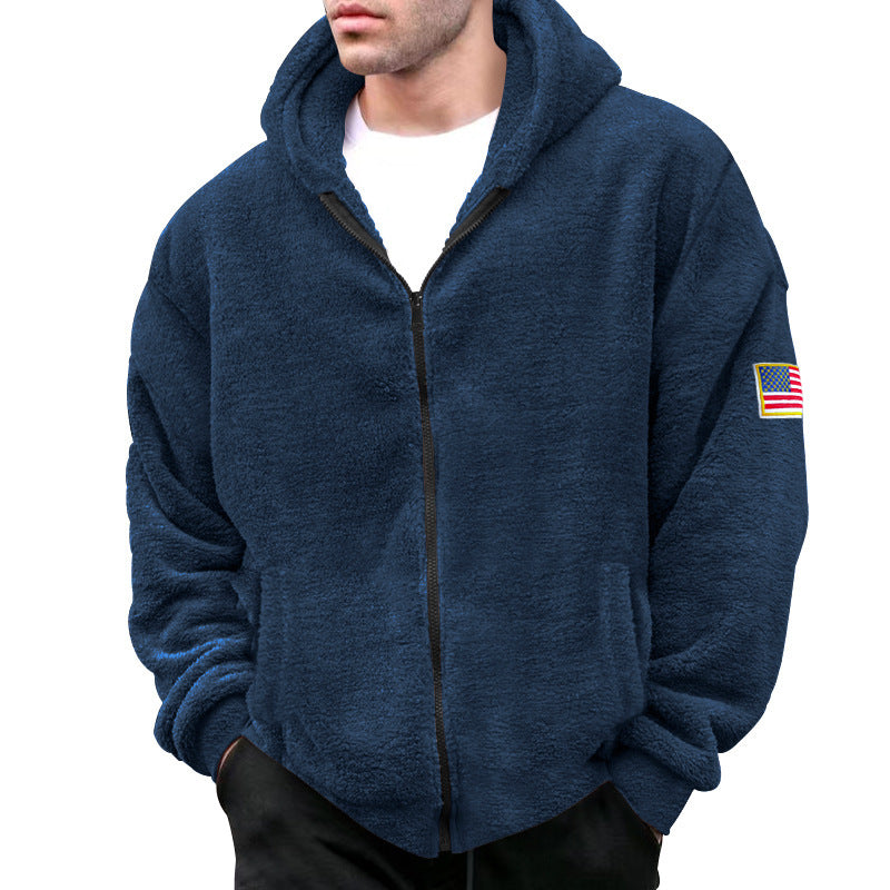 Herren kuschelige Fleecejacke mit Kapuze und praktischen Taschen Echoarchiv