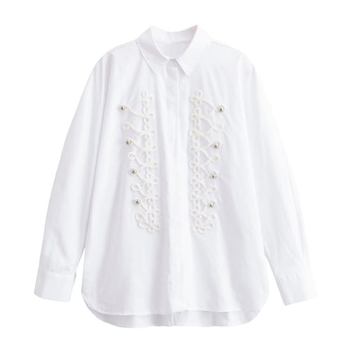 Damen Bluse mit dekorativen Froschverschlüssen und Zierkordeln Echo Archiv