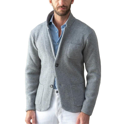 Herren modern geschnittener Strickmantel mit komfortablem Kragen und praktischen Taschen Echoarchiv