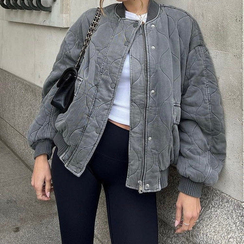 Damen Gesteppte Oversized Bomberjacke – Avenza