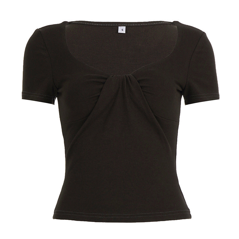 Damen figurbetontes T-Shirt mit Knotendetail Echo Archiv