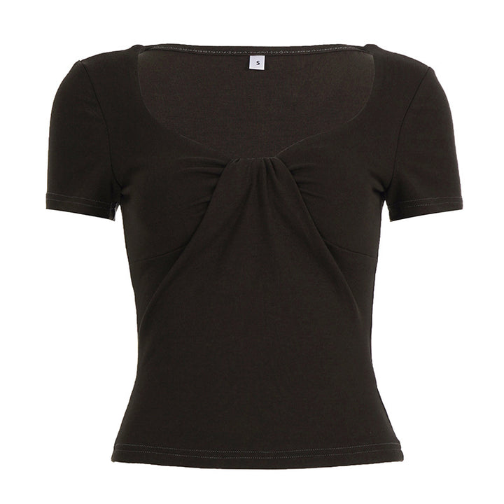 Damen figurbetontes T-Shirt mit Knotendetail Echo Archiv