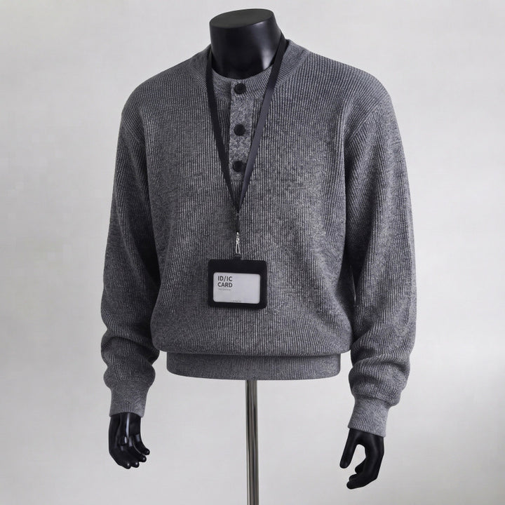 Herren Grobstrickpullover mit Knopfleiste – Norvane