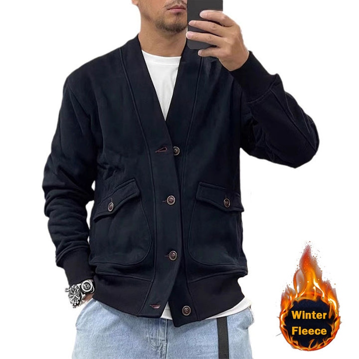 Herren Fleecejacke mit modischem Knopflies und praktischen Taschen Echoarchiv